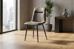 Sedia Lea in similpelle grigio vintage